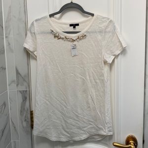 NWT cream Gap T shirt with embellished collar